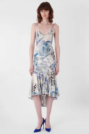 2004 Paisley Print Mermaid Slip Dress
