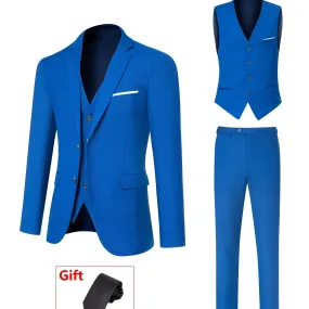 4pcs Luxury Classic Mens Solid Dress Suit Set - Lapel Jacket, Vest, And Trousers, Regular Fit, Long Sleeve, Conventional Contour, Perfect for Wedding Banquet, Business Meetings - High-Quality Fabric, Comfortable Wear, And Stylish Design
