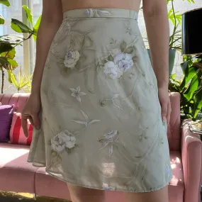 90s Vintage Floral Knee Length Skirt