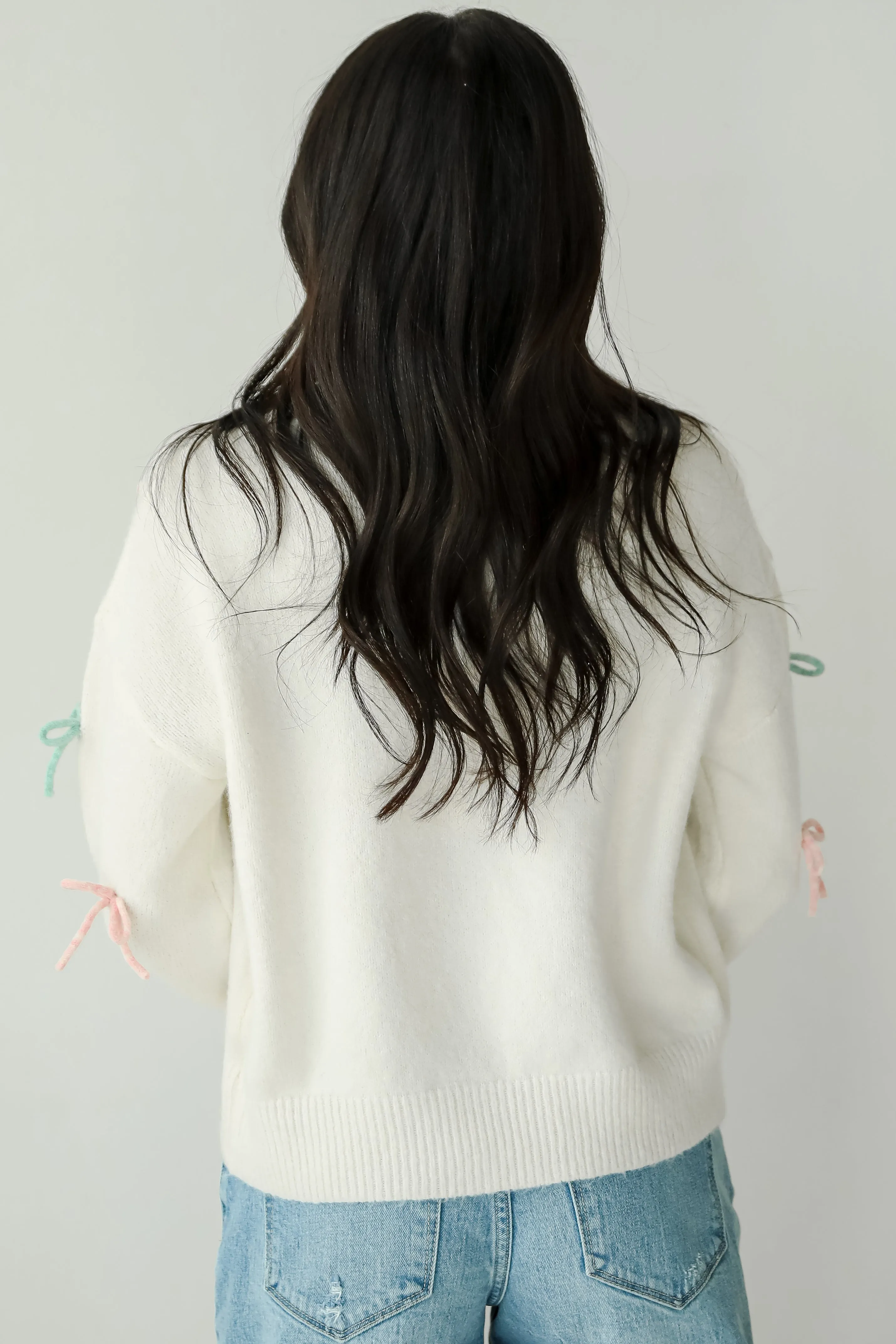 Adorable Concept Off White Bow Sweater