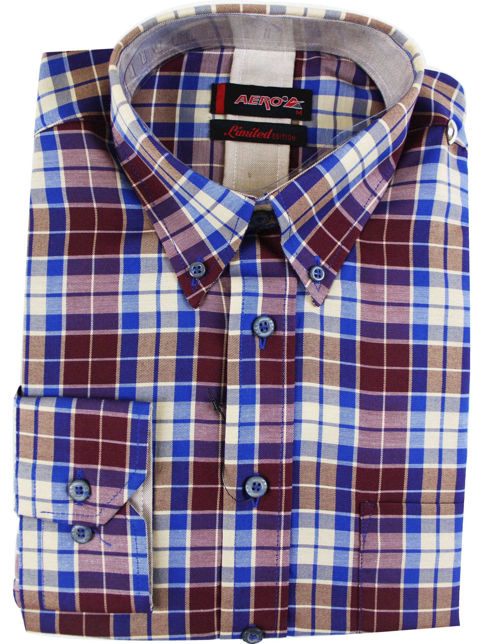 AERO LS Check Burgundy Shirt