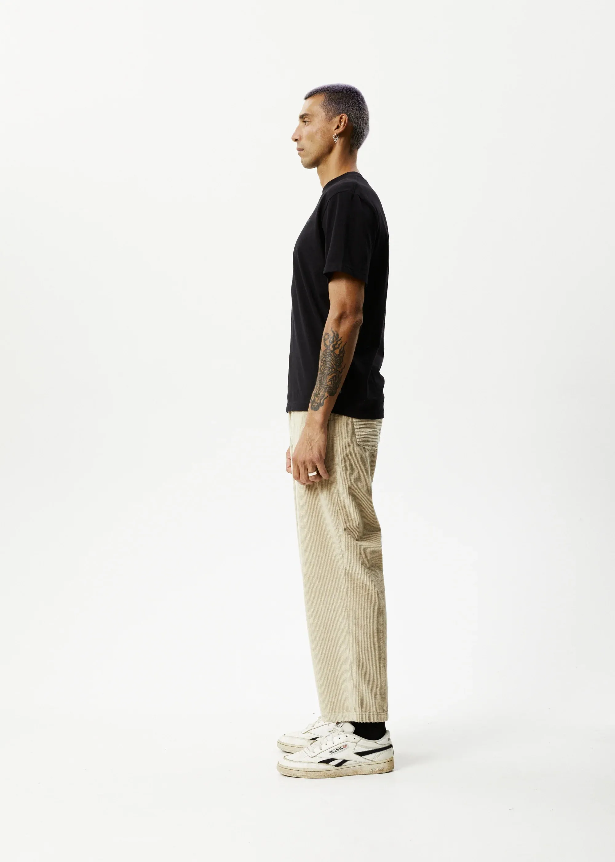 AFENDS Mens Pablo - Organic Corduroy Baggy Pants - Dark Ecru