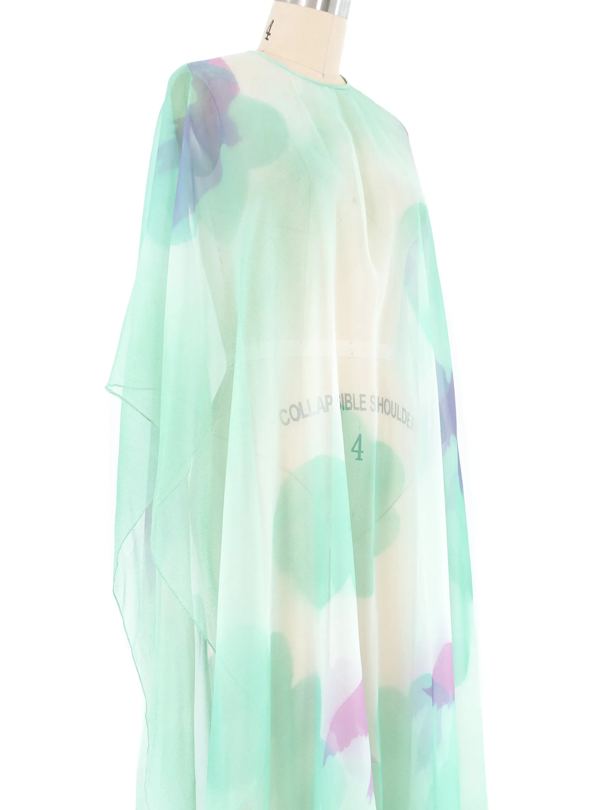 Airbrushed Dove Chiffon Cape