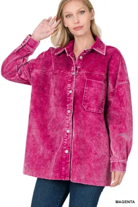 Ally Oversized Premium Vintage Washed Corduroy Shacket