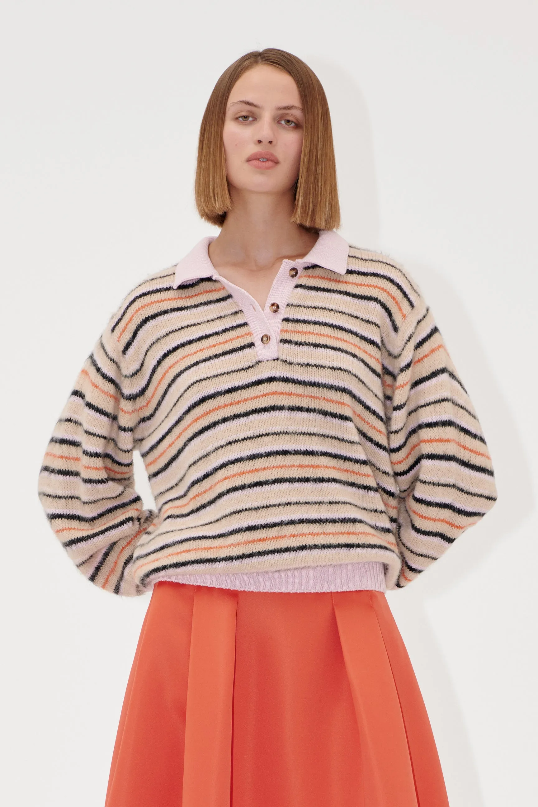 Alpaca Cotton, Long Sleeve Knit Polo
