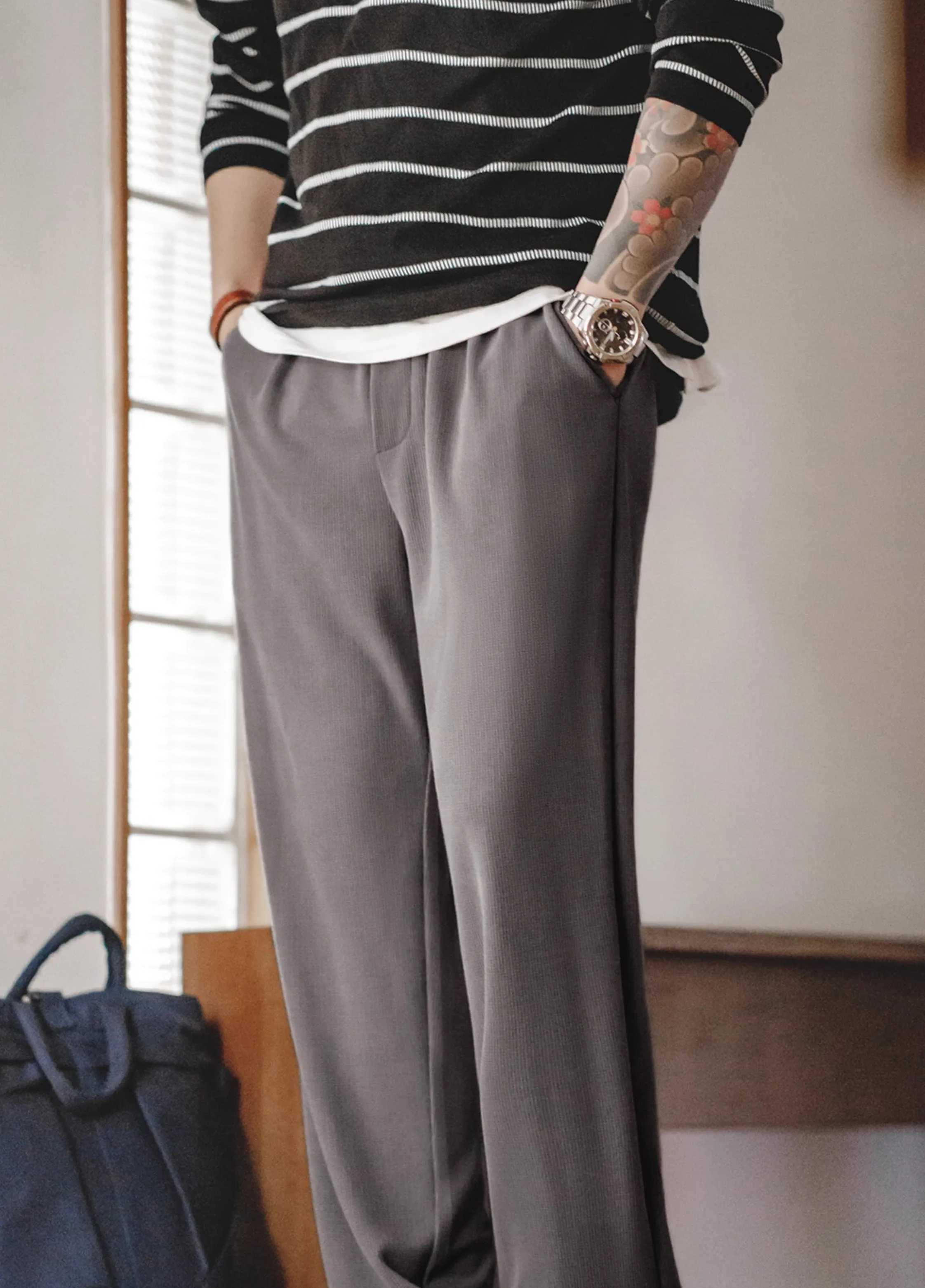 American Workwear Waffle Sweatpants Sports Drape Men's Trousers