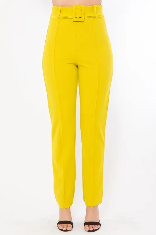 Ankle Tapered Buckle Belt Pants (Pick Color)