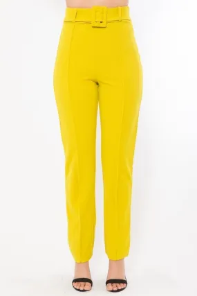 Ankle Tapered Buckle Belt Pants (Pick Color)