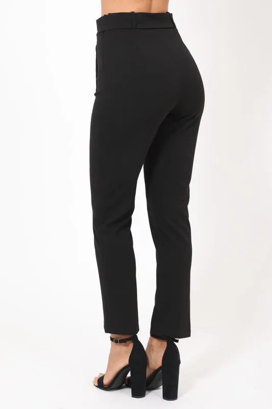 Ankle Tapered Buckle Belt Pants (Pick Color)