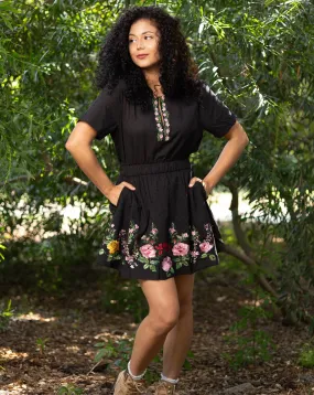 Anna Embroidered Roses Skirt