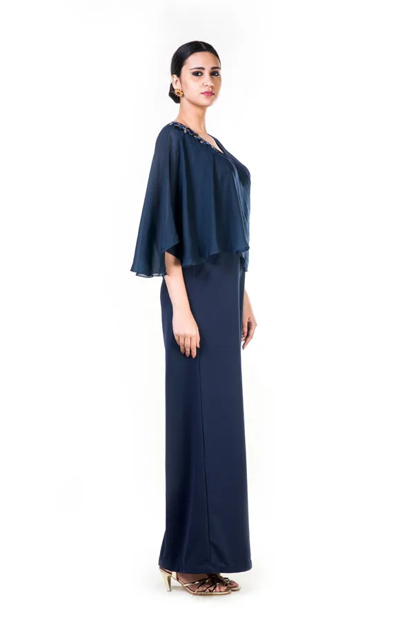 Anushree Agarwal Blue Cape Style Jumpsuit