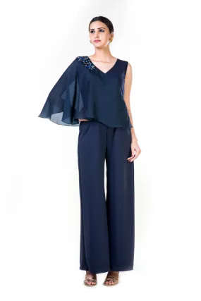 Anushree Agarwal Blue Cape Style Jumpsuit
