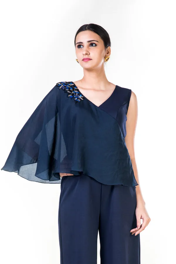 Anushree Agarwal Blue Cape Style Jumpsuit