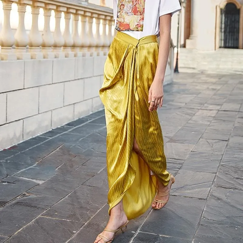 Asymmetric High Split Skirt