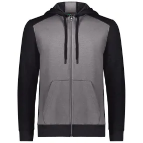 Augusta Sportswear Men's Carbon Heather/Black Three-Season Fleece Full Zip Hoodie
