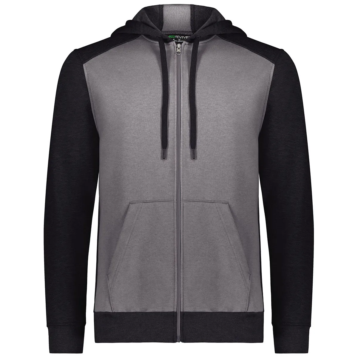 Augusta Sportswear Men's Carbon Heather/Black Three-Season Fleece Full Zip Hoodie