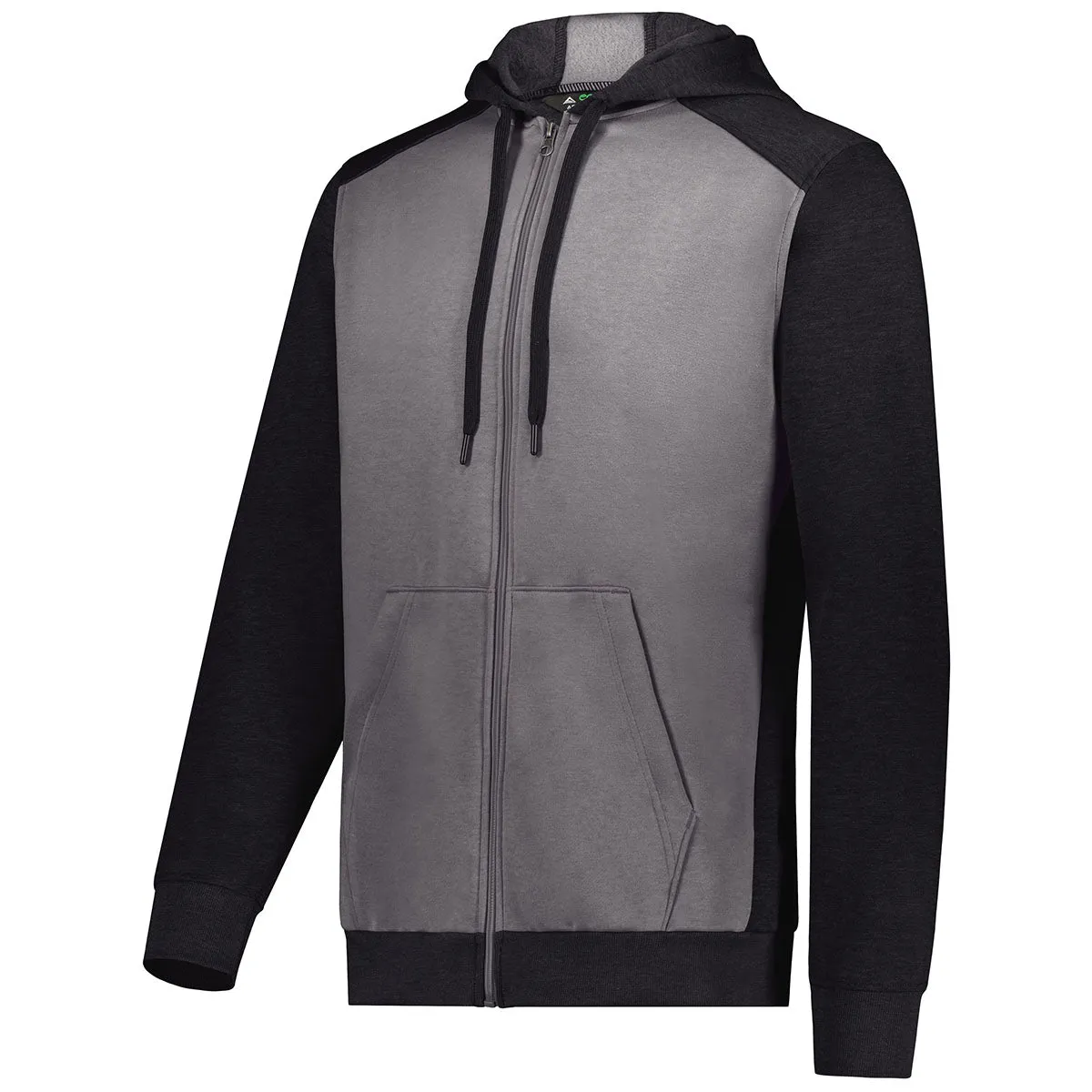 Augusta Sportswear Men's Carbon Heather/Black Three-Season Fleece Full Zip Hoodie