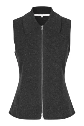 Aware Knit Zip Vest in Dark Grey
