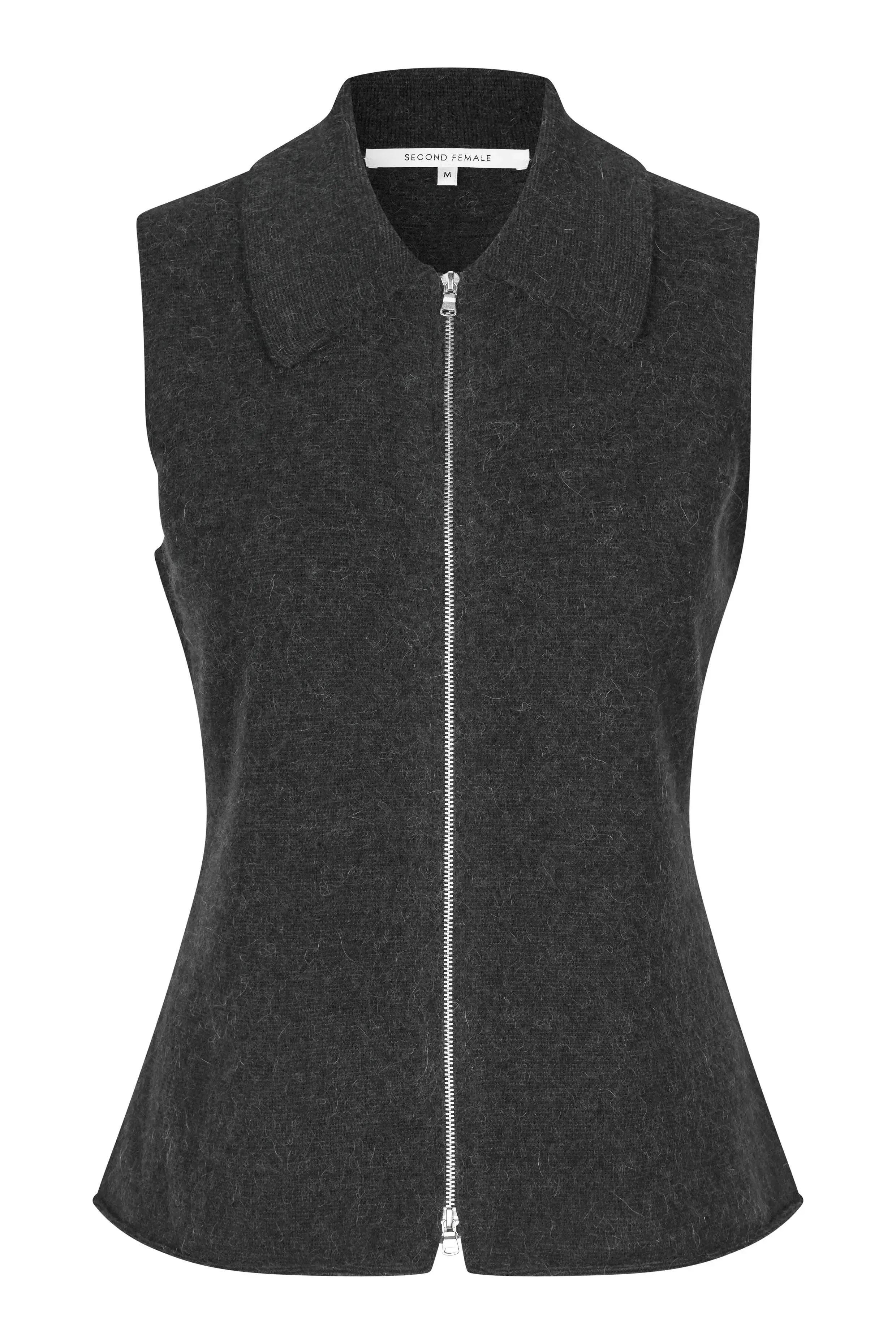 Aware Knit Zip Vest in Dark Grey