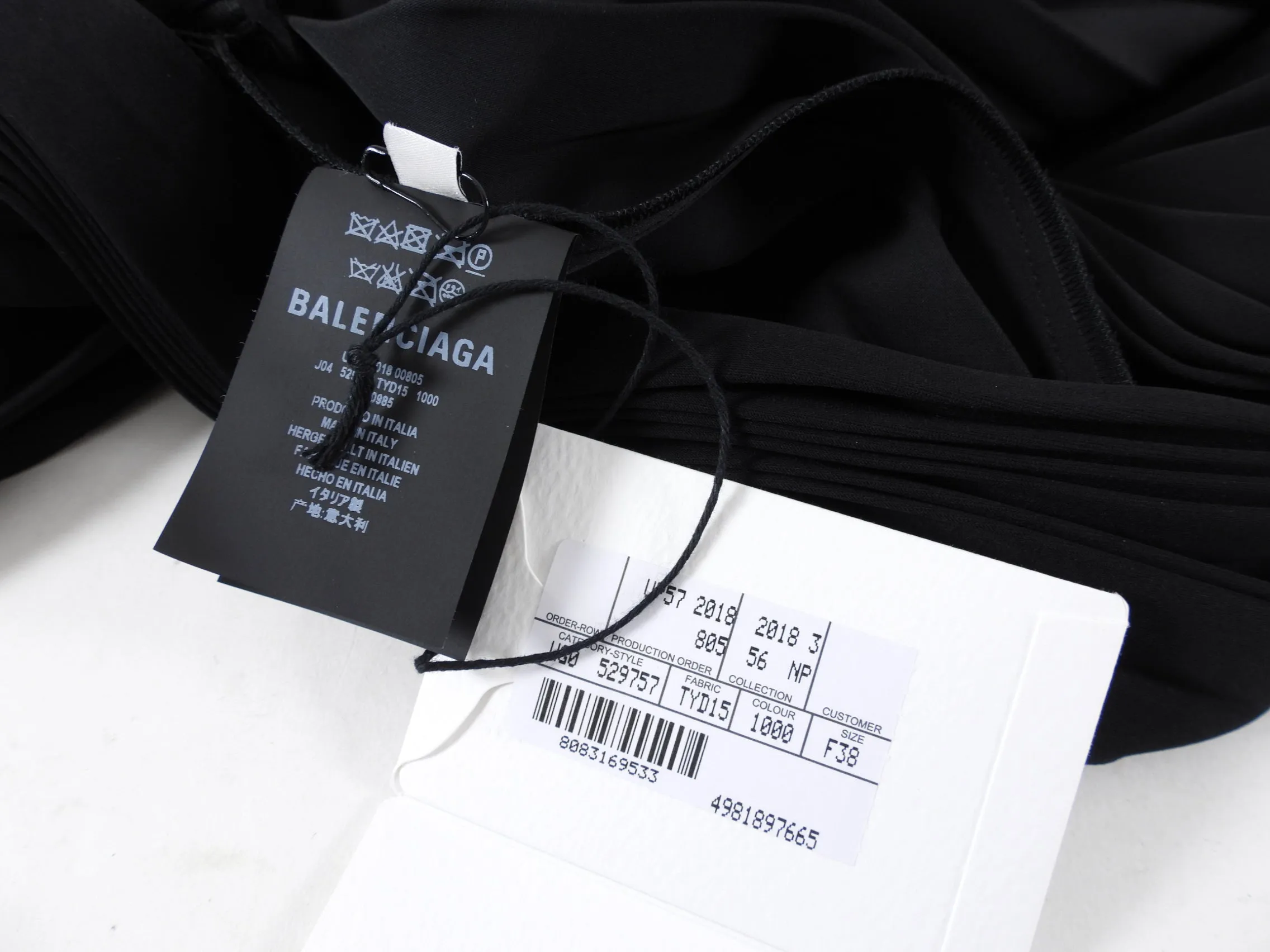 Balenciaga 2018 Black Flat Pleated midi Skirt with Logo Waistband - FR38 / S