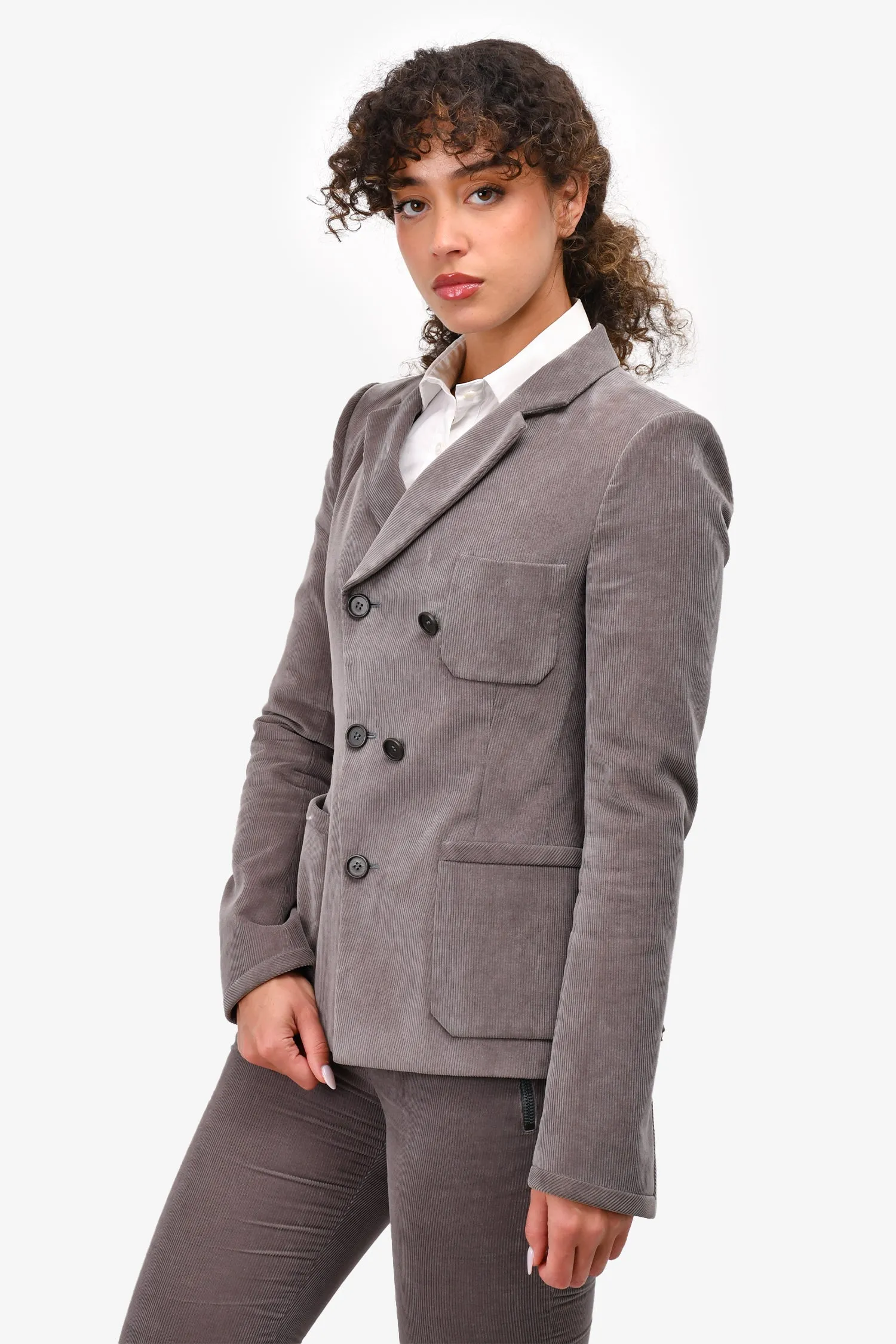 Balenciaga Brown Corduroy Double Breasted Blazer   Pants Set Size 38