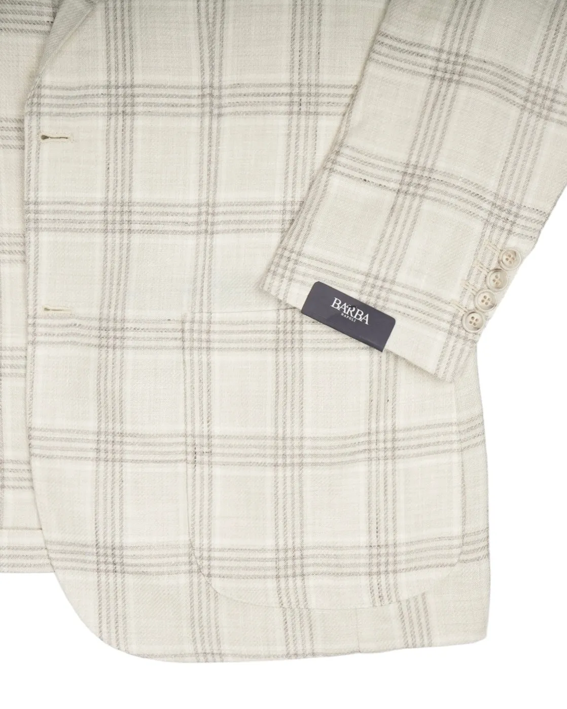 Barba Napoli - Off-White Checked Linen/Virgin Wool Sports Jacket 52