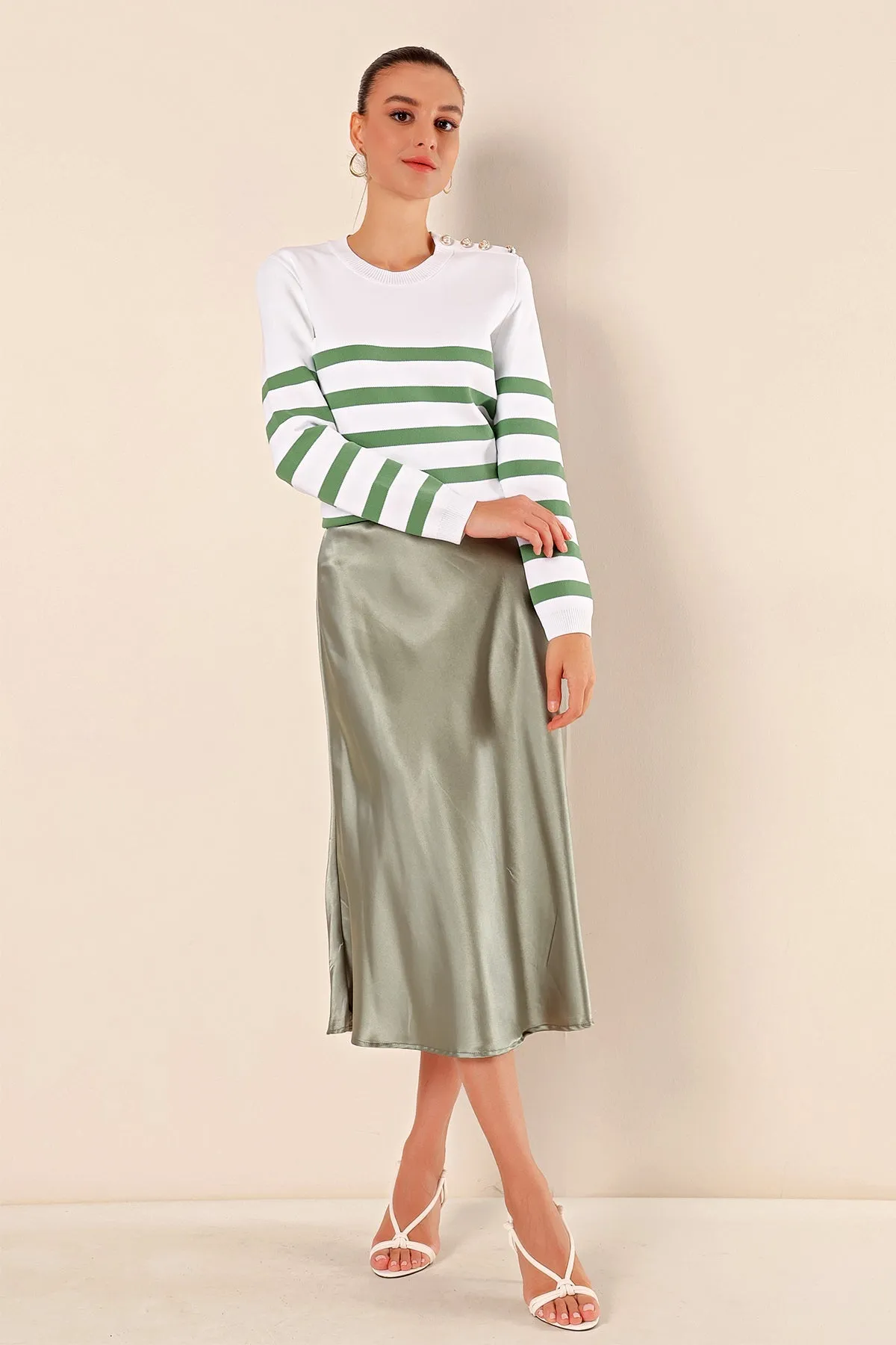 BGD Women Satin Skirt - Green Almond - Avondale