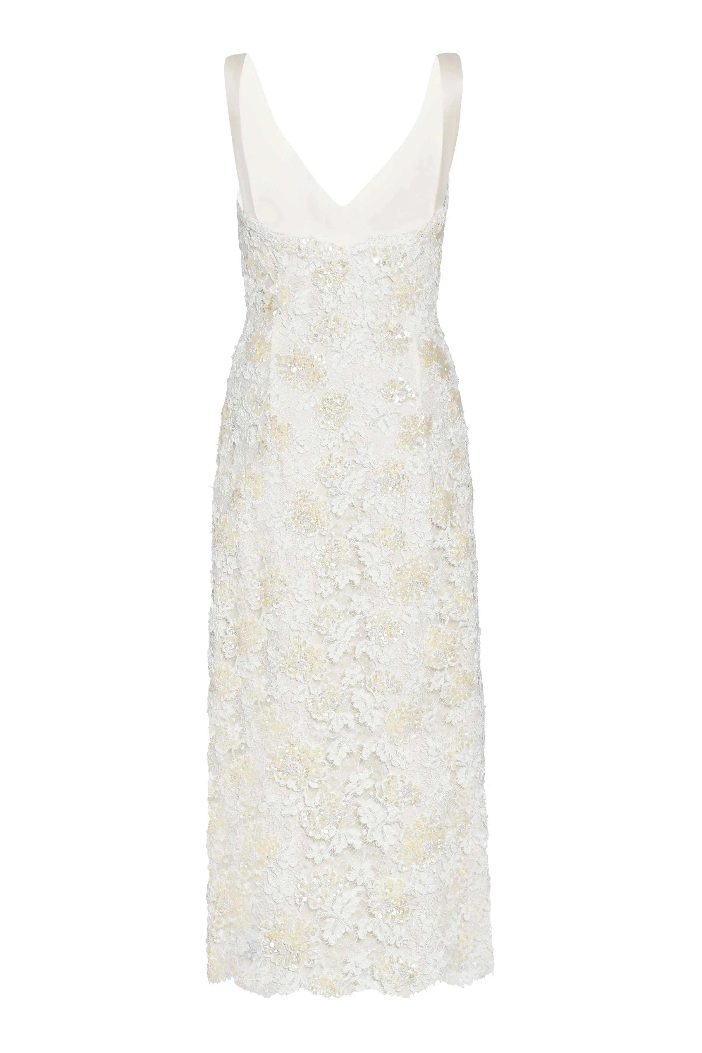 Bianca Beaded Lace Shift Dress With Side Slit