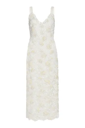Bianca Beaded Lace Shift Dress With Side Slit