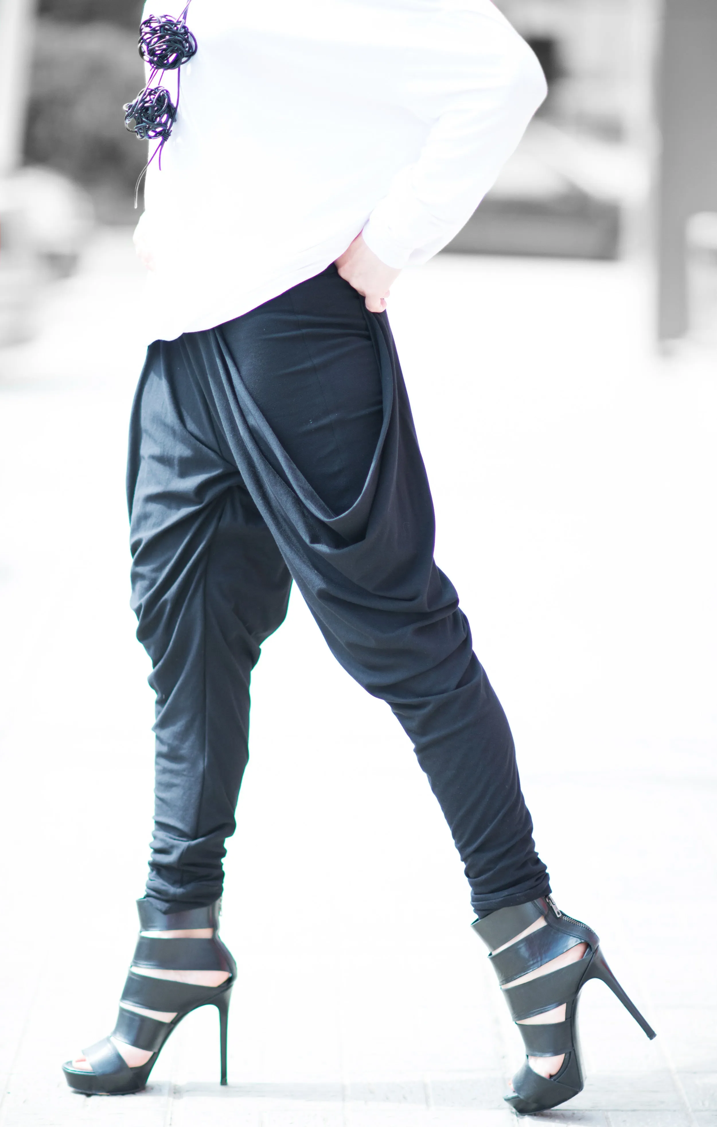 Black Jersey Pants by EUG Fashion