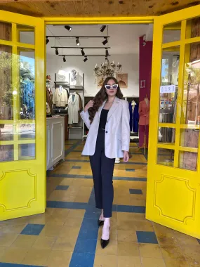 Blazer beige en simili cuir