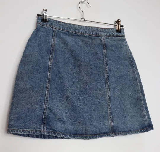 Blue Denim Button-Down Mini-Skirt - S