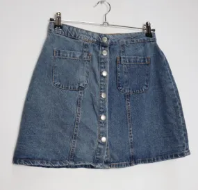 Blue Denim Button-Down Mini-Skirt - S