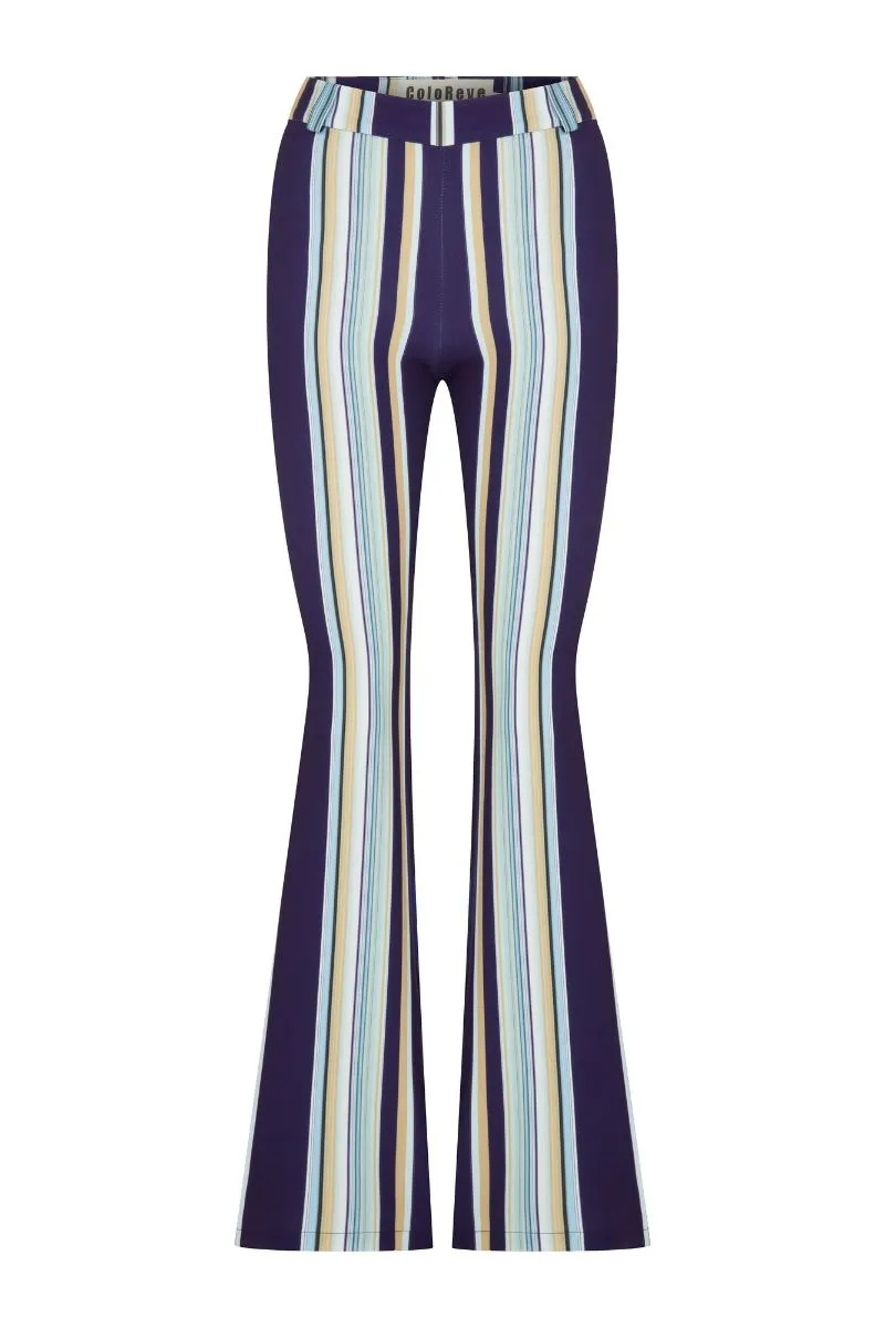 BLUE STRIPED FLARED PANTS