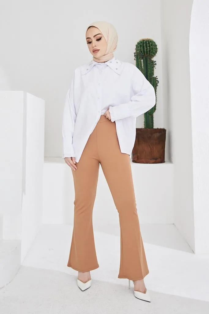 BNG Women Spanish Flare Fabric Pants Camel - Clermont