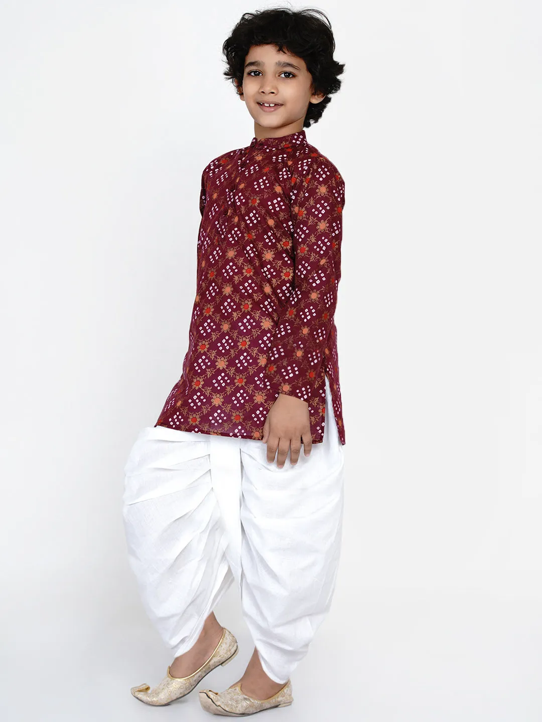 Boys Printed Kurta With Dhoti Pants