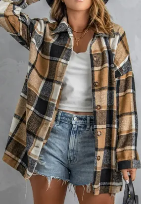 Brown & Black Plaid Shacket