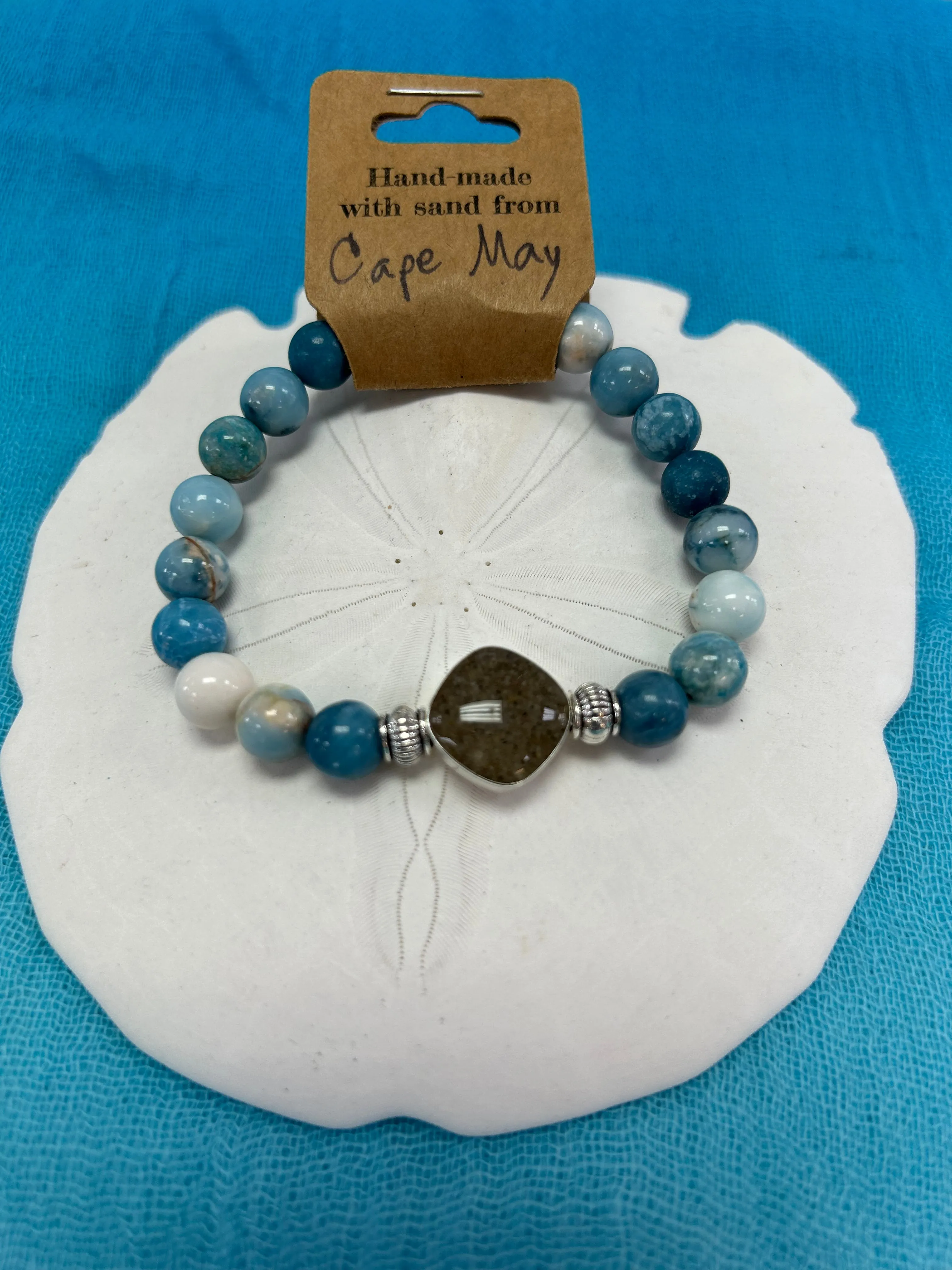 Cape May- Natural Stone Bracelet with Beach Sand from Cape May, NJ