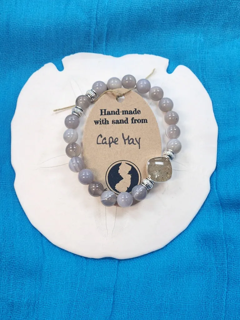 Cape May- Natural Stone Bracelet with Beach Sand from Cape May, NJ