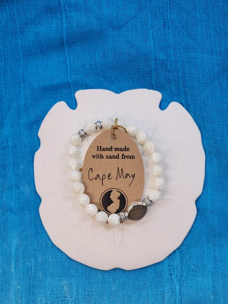 Cape May- Natural Stone Bracelet with Beach Sand from Cape May, NJ