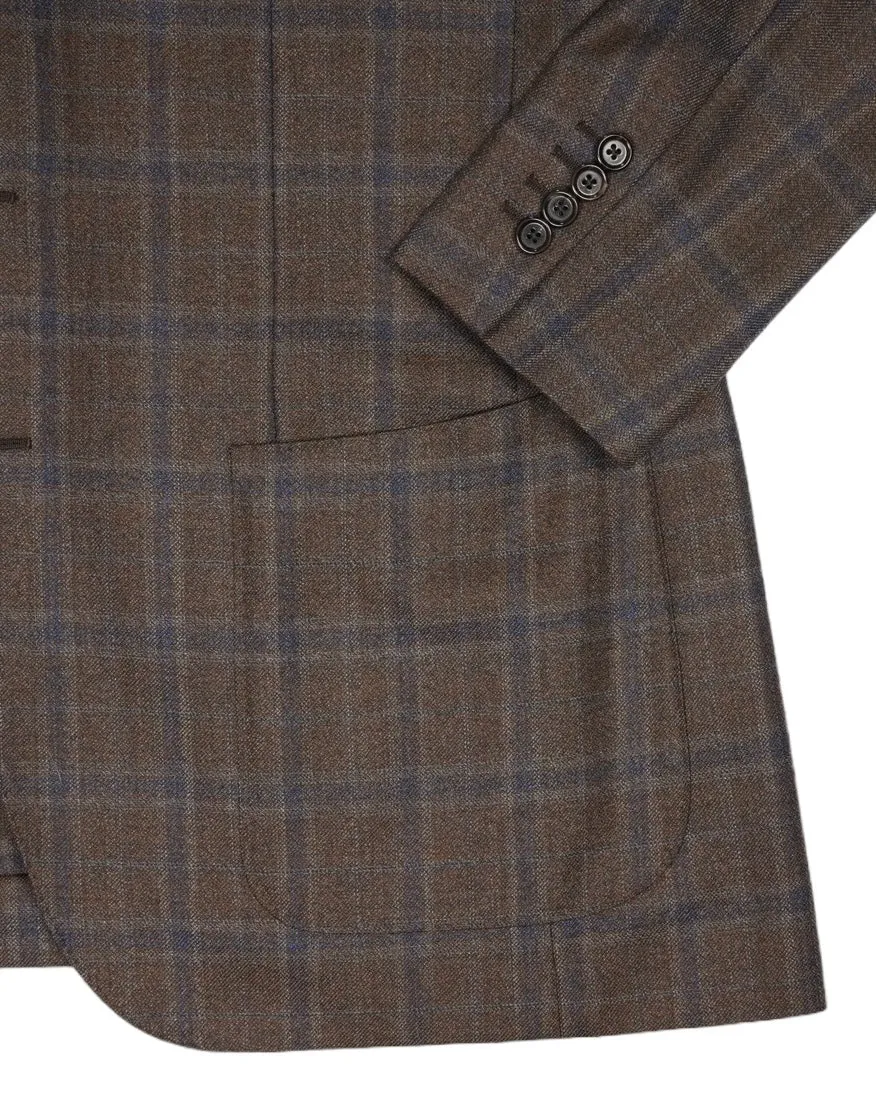 Caruso for Gabucci - Brown Checked Flannel Wool Sports Jacket 50