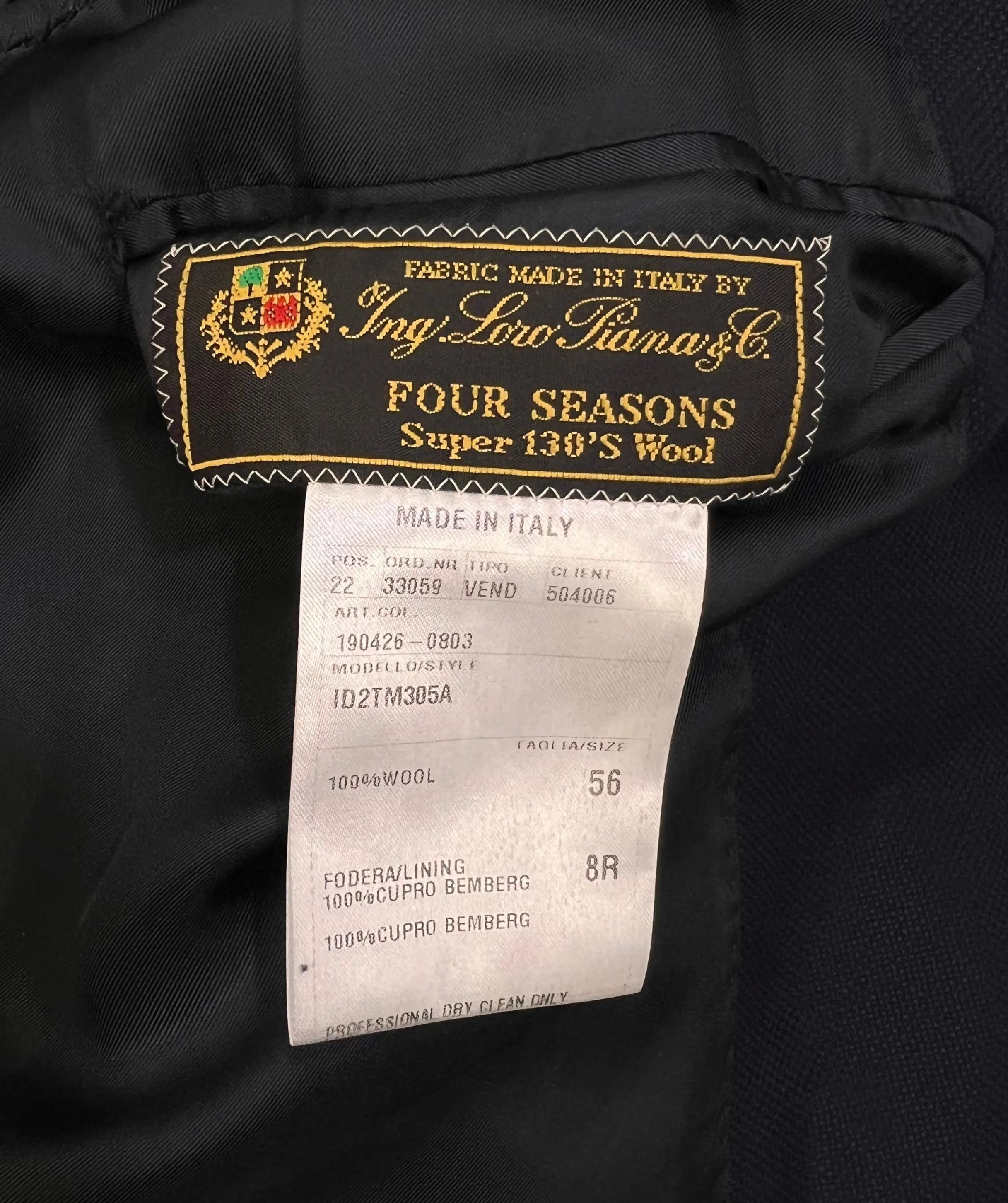 Caruso for Gabucci - Navy Loro Piana Super 130's Wool Sports jacket 56
