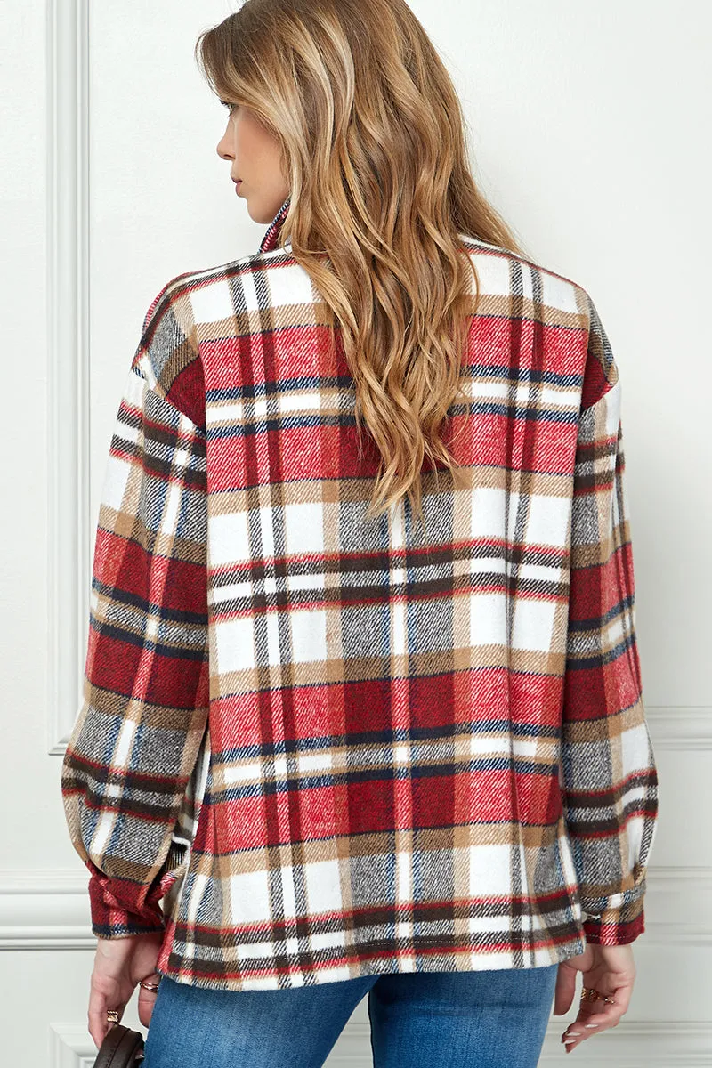 Casual long sleeve plaid shacket
