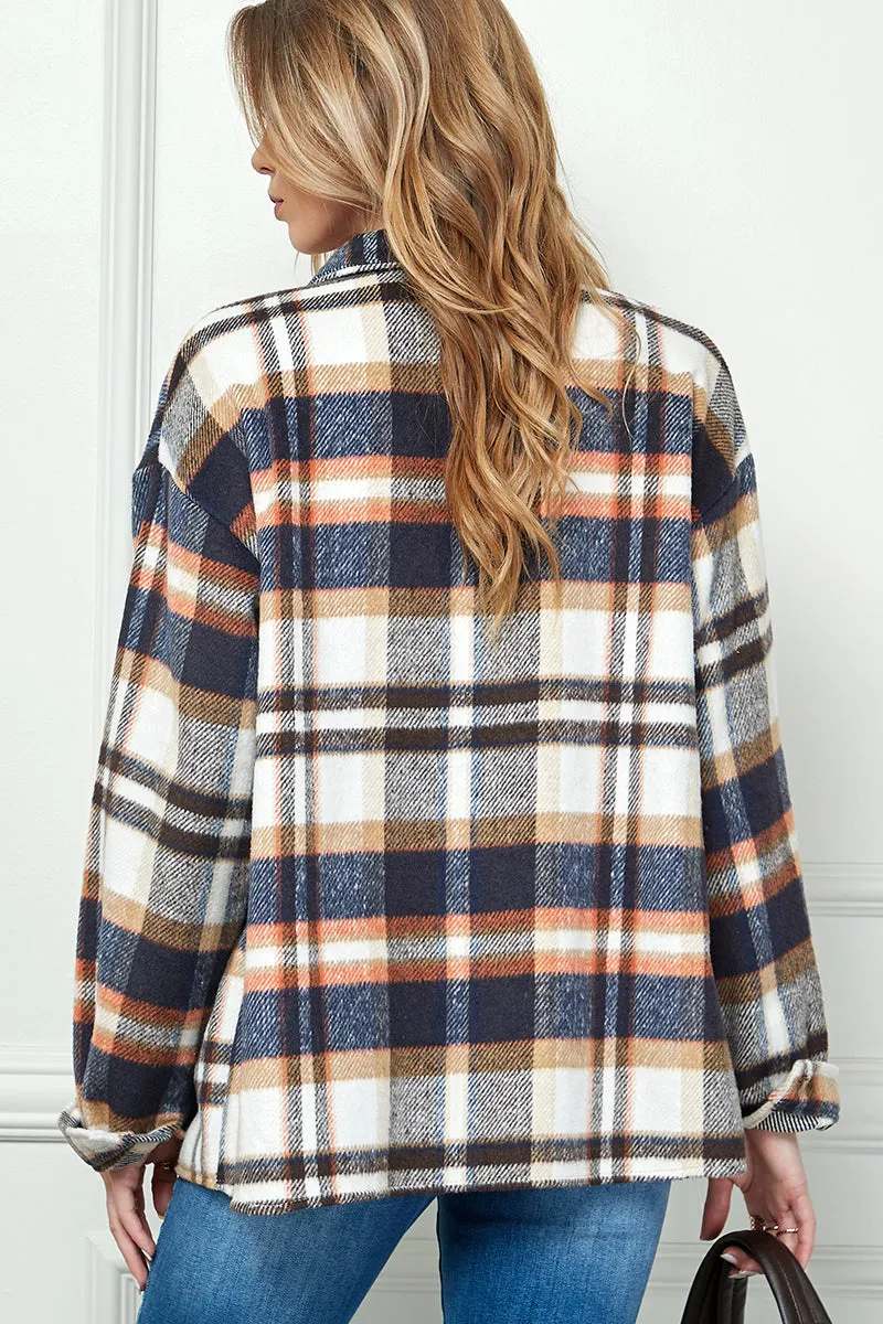 Casual long sleeve plaid shacket