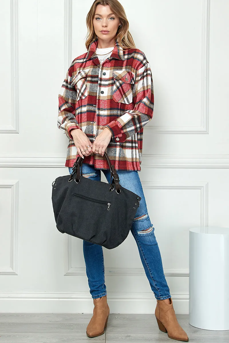 Casual long sleeve plaid shacket