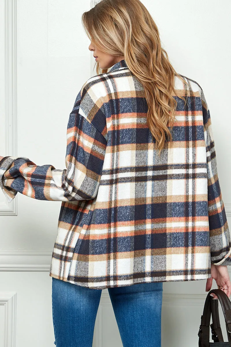Casual long sleeve plaid shacket