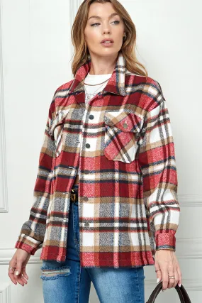 Casual long sleeve plaid shacket