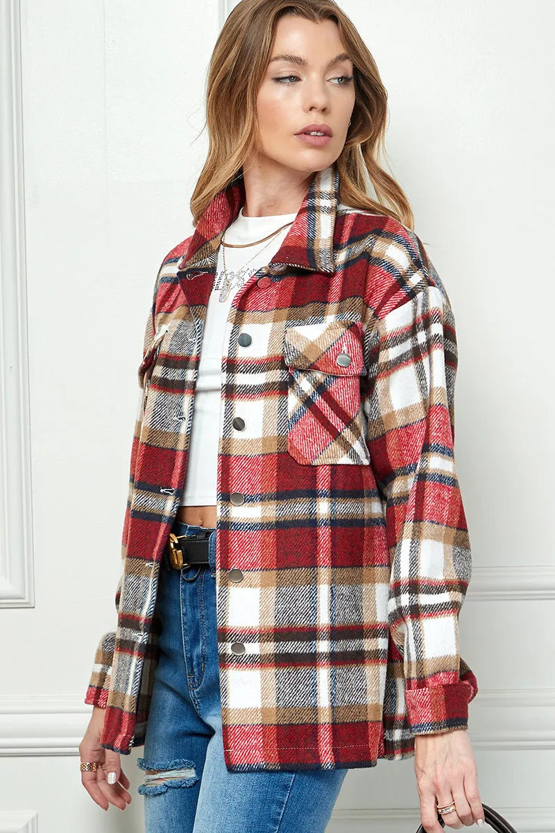 Casual long sleeve plaid shacket