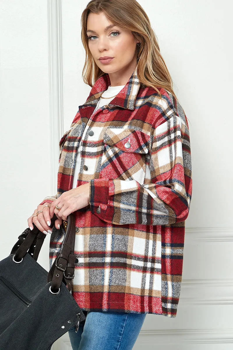Casual long sleeve plaid shacket