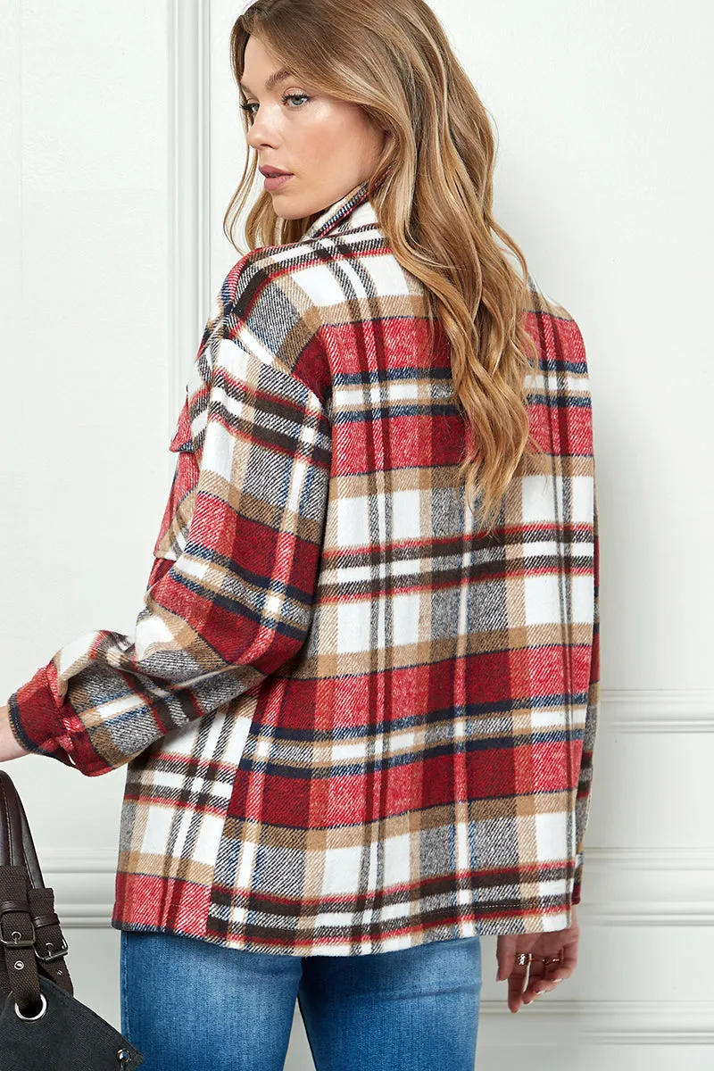 Casual long sleeve plaid shacket